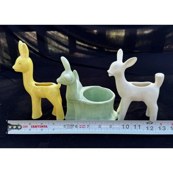3 Vintage Haeger & Shawnee Pottery Deer Planters Excellent Condition! -A6